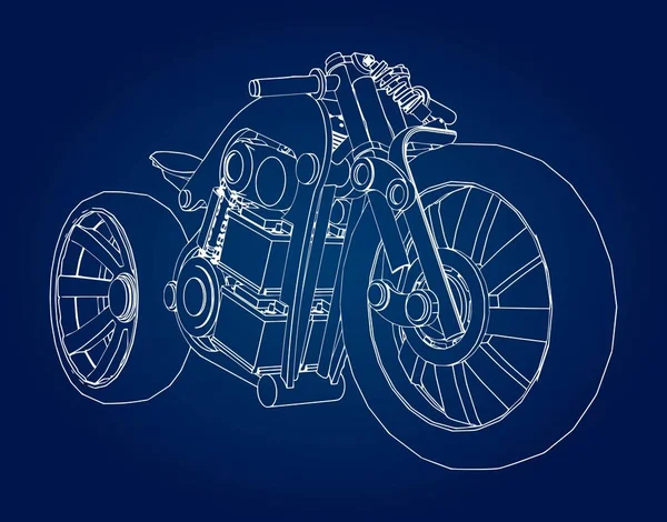 Concepto Motocicleta Eléctrica Del Futuro Ilustración Vectorial Líneas Contorno — Archivo Imágenes Vectoriales