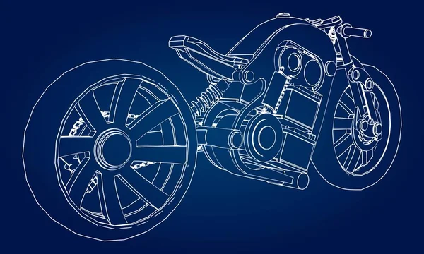 未来电动摩托车的概念 轮廓线上的矢量插图 — 图库矢量图片