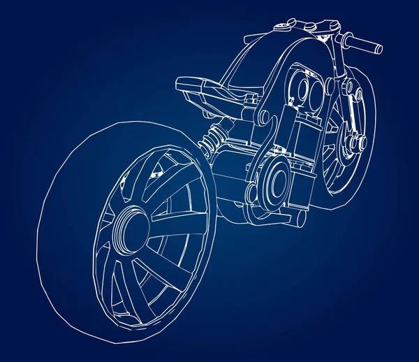 Geleceğin Elektrikli Motosiklet Kavramı Kontur Satırlarındaki Vektör Çizim — Stok Vektör