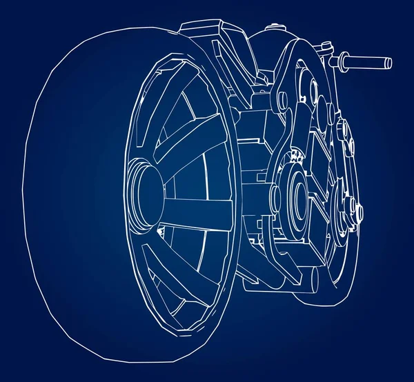 Concept Moto Électrique Futur Illustration Vectorielle Lignes Contour — Image vectorielle