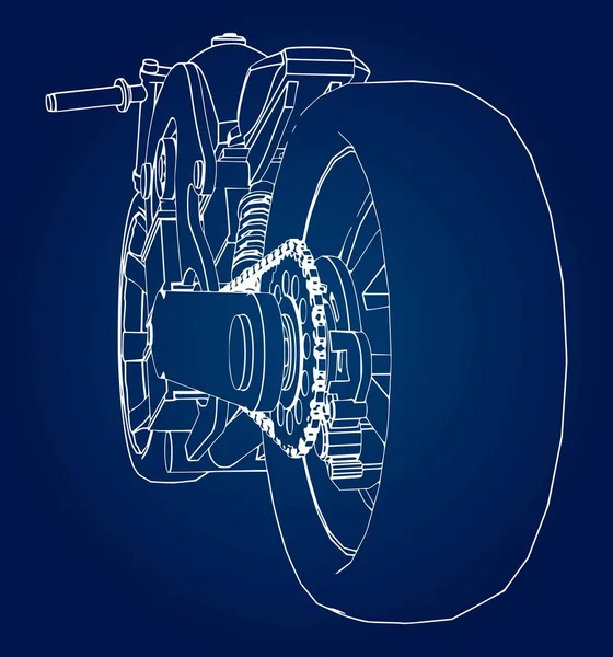 未来の電動バイクのコンセプトです 輪郭線のベクトル図 — ストックベクタ