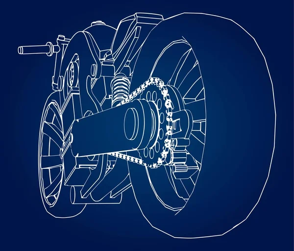 Concepto Motocicleta Eléctrica Del Futuro Ilustración Vectorial Líneas Contorno — Vector de stock