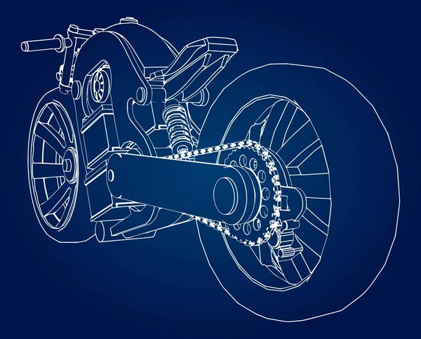 Conceito Motocicleta Elétrica Futuro Ilustração Vetorial Linhas Contorno — Vetor de Stock