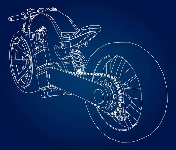 Conceito Motocicleta Elétrica Futuro Ilustração Vetorial Linhas Contorno — Vetor de Stock