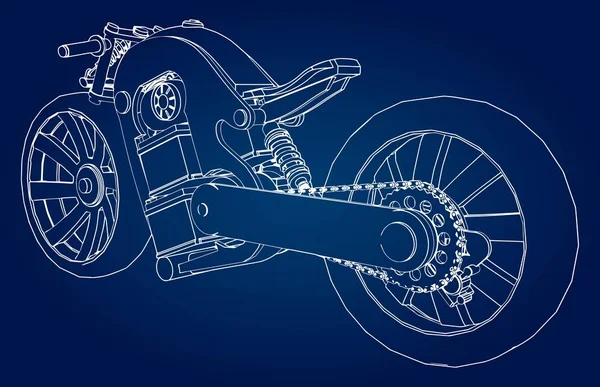 未来电动摩托车的概念 轮廓线上的矢量插图 — 图库矢量图片