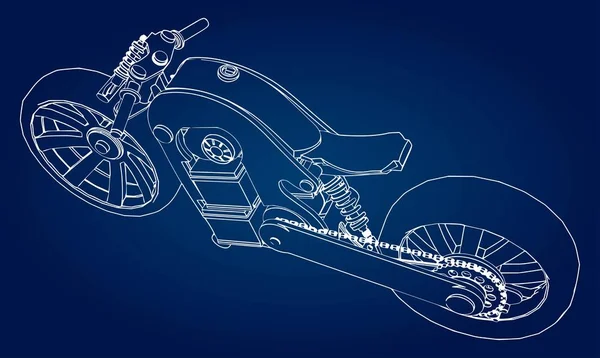 Concepto Motocicleta Eléctrica Del Futuro Ilustración Vectorial Líneas Contorno — Archivo Imágenes Vectoriales