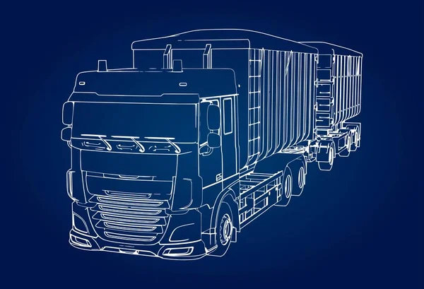 Großer Lkw Mit Separatem Anhänger Für Den Transport Von Landwirtschaftlichen — Stockvektor