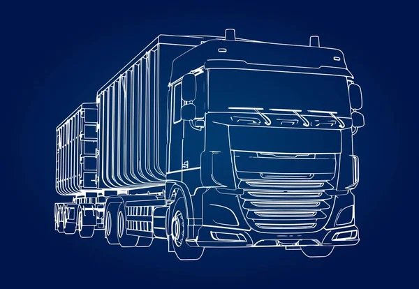 Grand Camion Avec Remorque Séparée Pour Transport Matériaux Produits Agricoles — Image vectorielle