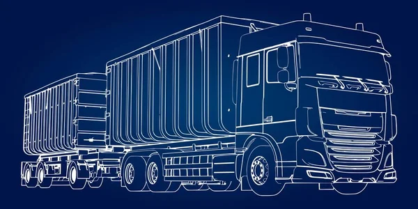 Large Truck Separate Trailer Transportation Agricultural Building Bulk Materials Products — Stock Vector