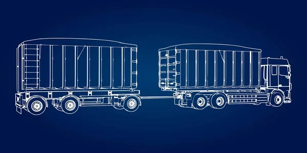 大型卡车 独立拖车 用于运输农业和建筑散装材料和产品 — 图库矢量图片