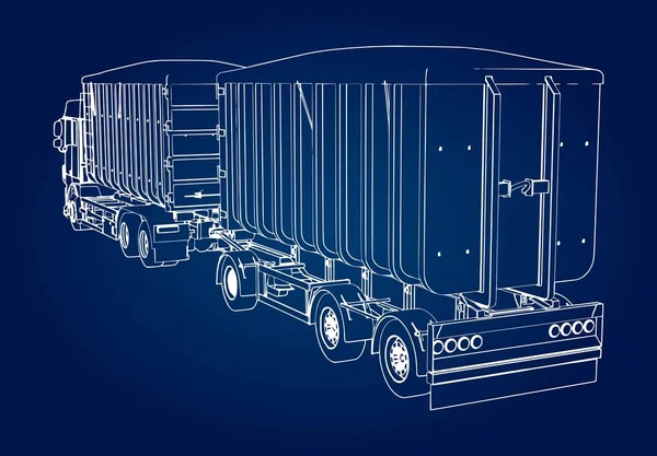 Duży Samochód Ciężarowy Przyczepą Oddzielne Transportu Materiałów Sypkich Rolniczych Budowlanych — Wektor stockowy