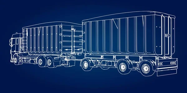 Large Truck Separate Trailer Transportation Agricultural Building Bulk Materials Products — Stock Vector