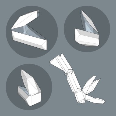 Die kesme şablonu kutusuyla. Ambalaj kutusu için gıda, Hediyelik veya diğer ürünleri. Beyaz arka plan üzerinde izole. Tasarımınız için hazır. Ürün Ambalaj vektör Eps10