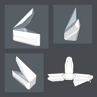 Die kesme şablonu kutusuyla. Ambalaj kutusu için gıda, Hediyelik veya diğer ürünleri. Beyaz arka plan üzerinde izole. Tasarımınız için hazır. Ürün Ambalaj vektör Eps10