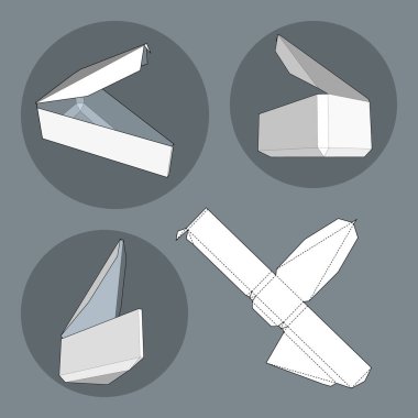 Die kesme şablonu kutusuyla. Ambalaj kutusu için gıda, Hediyelik veya diğer ürünleri. Beyaz arka plan üzerinde izole. Tasarımınız için hazır. Ürün Ambalaj vektör Eps10