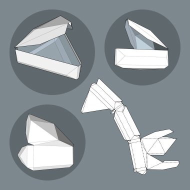 Die kesme şablonu kutusuyla. Ambalaj kutusu için gıda, Hediyelik veya diğer ürünleri. Beyaz arka plan üzerinde izole. Tasarımınız için hazır. Ürün Ambalaj vektör Eps10