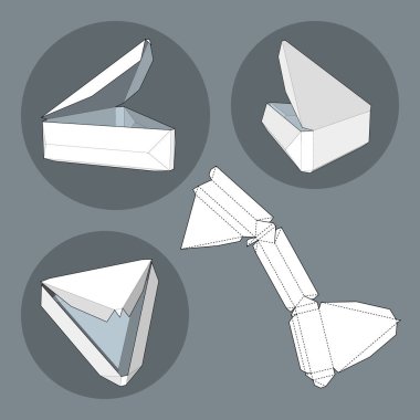 Die kesme şablonu kutusuyla. Ambalaj kutusu için gıda, Hediyelik veya diğer ürünleri. Beyaz arka plan üzerinde izole. Tasarımınız için hazır. Ürün Ambalaj vektör Eps10