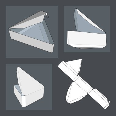 Die kesme şablonu kutusuyla. Ambalaj kutusu için gıda, Hediyelik veya diğer ürünleri. Beyaz arka plan üzerinde izole. Tasarımınız için hazır. Ürün Ambalaj vektör Eps10