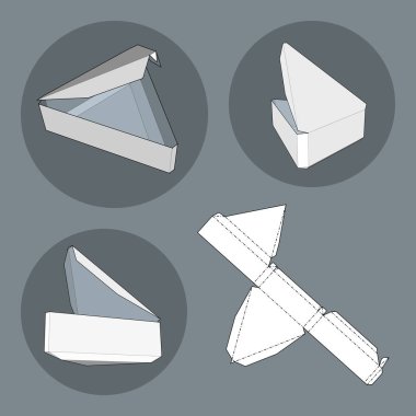 Die kesme şablonu kutusuyla. Ambalaj kutusu için gıda, Hediyelik veya diğer ürünleri. Beyaz arka plan üzerinde izole. Tasarımınız için hazır. Ürün Ambalaj vektör Eps10