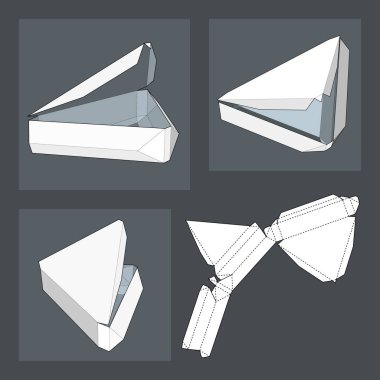 Die kesme şablonu kutusuyla. Ambalaj kutusu için gıda, Hediyelik veya diğer ürünleri. Beyaz arka plan üzerinde izole. Tasarımınız için hazır. Ürün Ambalaj vektör Eps10