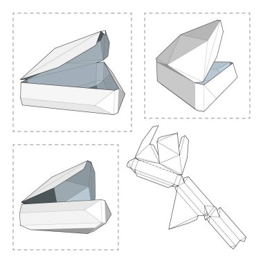 Die kesme şablonu kutusuyla. Ambalaj kutusu için gıda, Hediyelik veya diğer ürünleri. Beyaz arka plan üzerinde izole. Tasarımınız için hazır. Ürün Ambalaj vektör Eps10