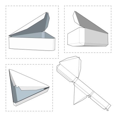 Die kesme şablonu kutusuyla. Ambalaj kutusu için gıda, Hediyelik veya diğer ürünleri. Beyaz arka plan üzerinde izole. Tasarımınız için hazır. Ürün Ambalaj vektör Eps10
