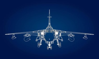 Askeri jet avcı uçağı siluetleri. Dağılım çizim çizgileri uçaklarda görüntüsü. Uçağın iç yapısı