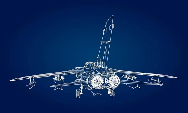 Siluetas Militares Caza Reacción Imagen Aviones Líneas Dibujo Contorno Estructura — Archivo Imágenes Vectoriales