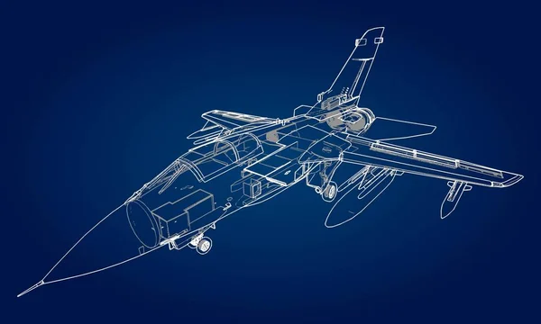 Silhuetas Militares Caça Jacto Imagem Aeronaves Linhas Desenho Contorno Estrutura —  Vetores de Stock