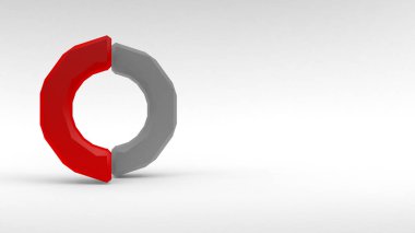 Logo tamamlayan bir başka beyaz arka plan üzerinde beyaz-kırmızı halkası. 3D render