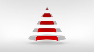 Beyaz bir arka plan üzerinde logo, kırmızı renk bir boyun ile beyaz bir piramit eşit yatay kısımdan oluşur. 3D render