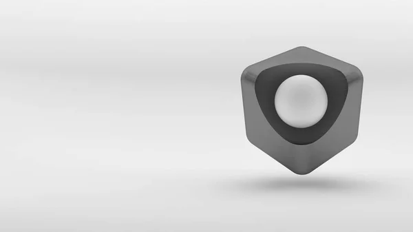 Concepto Logo Isométrico Cubo Sobre Fondo Blanco Renderizado — Foto de Stock