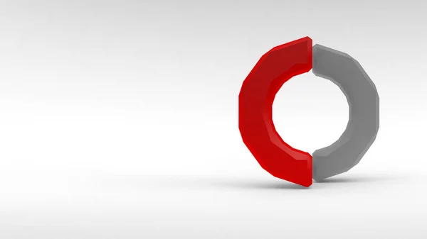 Logo Weiß Roter Ring Aus Zwei Hälften Auf Weißem Hintergrund — Stockfoto