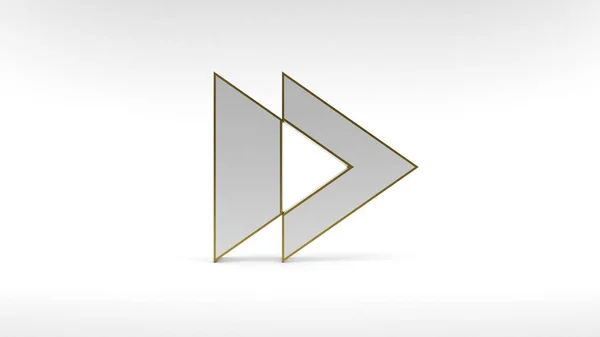 Bouton Flèche Logo Sur Fond Blanc Avec Bordure Dorée Ombres — Photo