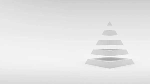 Logo Białym Tle Piramidy Składający Się Równych Części Poziomej Renderowania — Zdjęcie stockowe