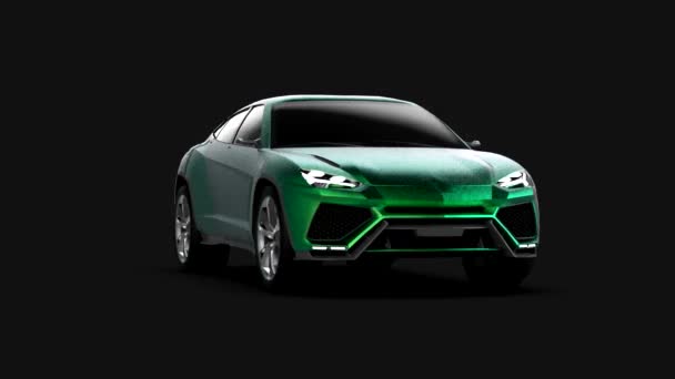Newest Sports All Wheel Drive Green Premium Crossover Black Studio — Stock Video