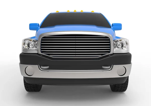 Niebieski samochód dostawczy samochodu dostawczego z double cab i van. Maszyna bez insygnia o czysty pusty ciała pomieścić swoje logo i etykiety. renderowania 3D. — Zdjęcie stockowe
