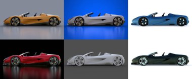 Şehir etrafında sürüş ve parça yarış için kavramsal spor cabriolet ayarlayın. 3D render