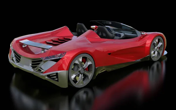 Cabriolet Deportivo Conceptual Rojo Para Conducir Por Ciudad Pista Carreras — Foto de Stock
