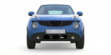 Hafif mavi küçük araba crossover Suv. 3D render
