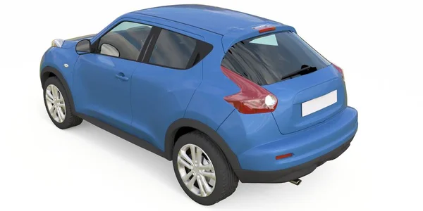 Luz Azul Subcompacto Crossover Suv Renderização — Fotografia de Stock