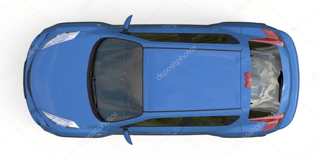 Light blue subcompact crossover SUV. 3d rendering