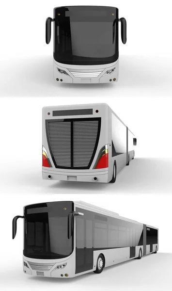 Set Large City Bus Additional Elongated Part Large Passenger Capacity — Stock Photo, Image