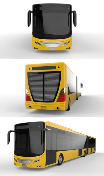Ställ Stora Stadsbuss Med Ytterligare Långsträckt Del För Stor Passagerarkapacitet — Stockfoto