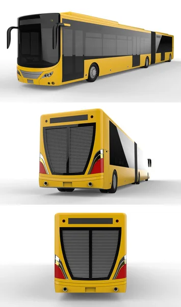 Set Large City Bus Additional Elongated Part Large Passenger Capacity — Stock Photo, Image