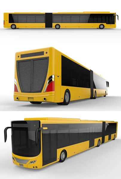 Set Large City Bus Additional Elongated Part Large Passenger Capacity — Stock Photo, Image