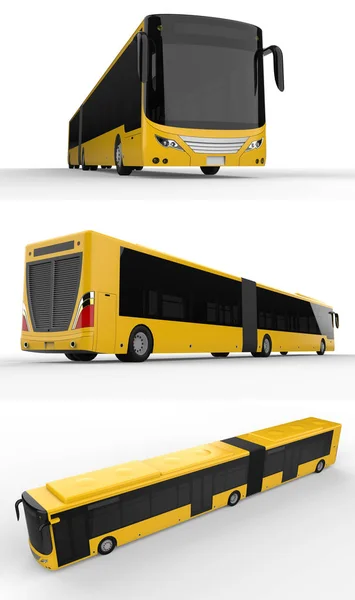 Imposta Grande Autobus Urbano Con Una Parte Allungata Aggiuntiva Una — Foto Stock