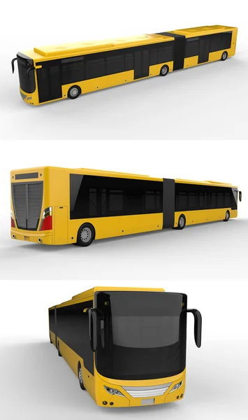 Stel Grote Stadsbus Met Een Extra Verlengde Deel Voor Grote — Stockfoto