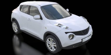 Küçük araba crossover Suv siyah arka plan üzerine beyaz. 3D render