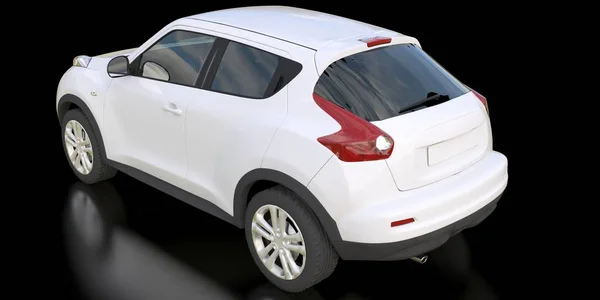 White Subcompact Crossover Suv Black Background Rendering — Stock Photo, Image